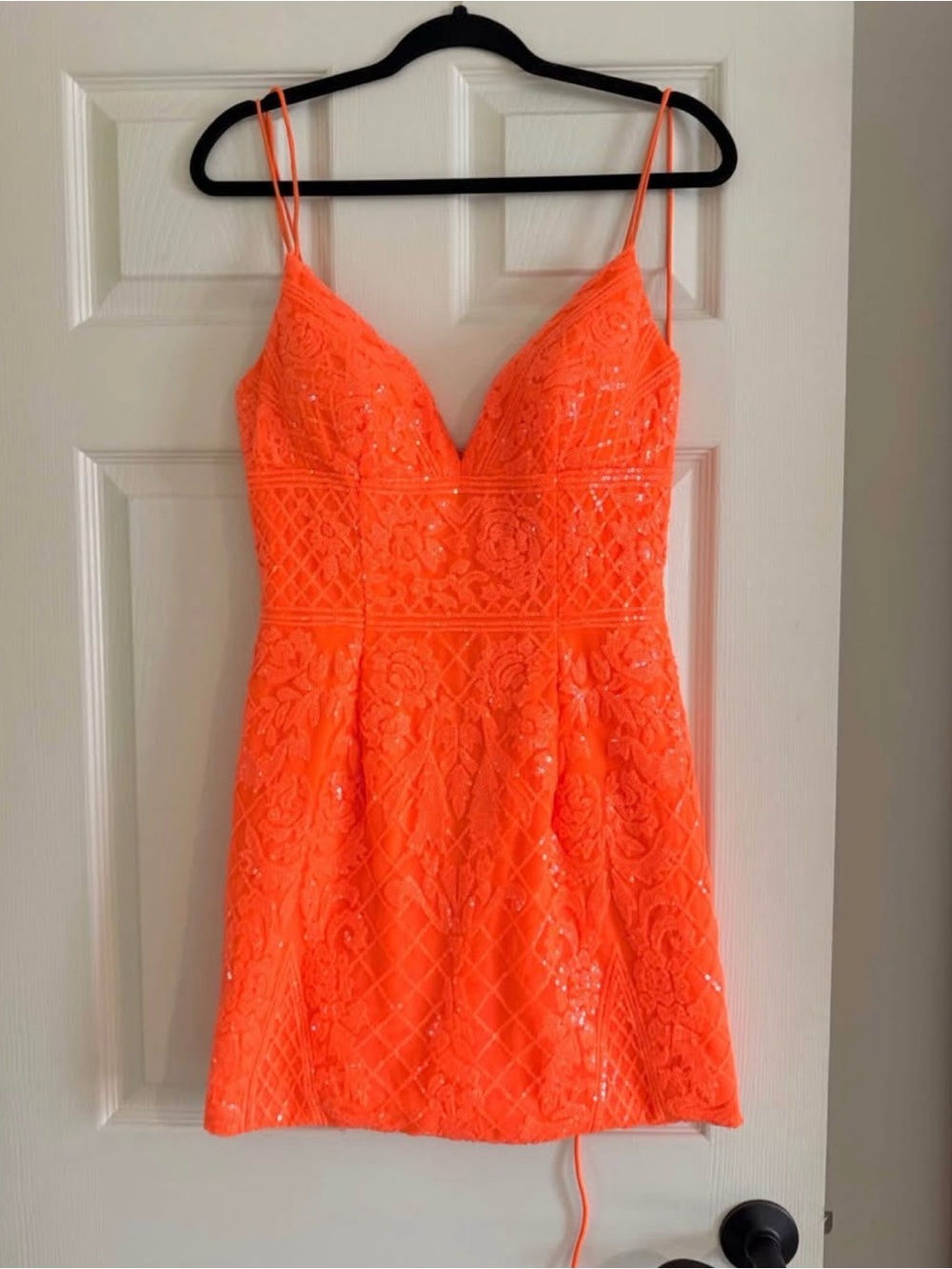 Amarra Neon Orange Homecoming Dress